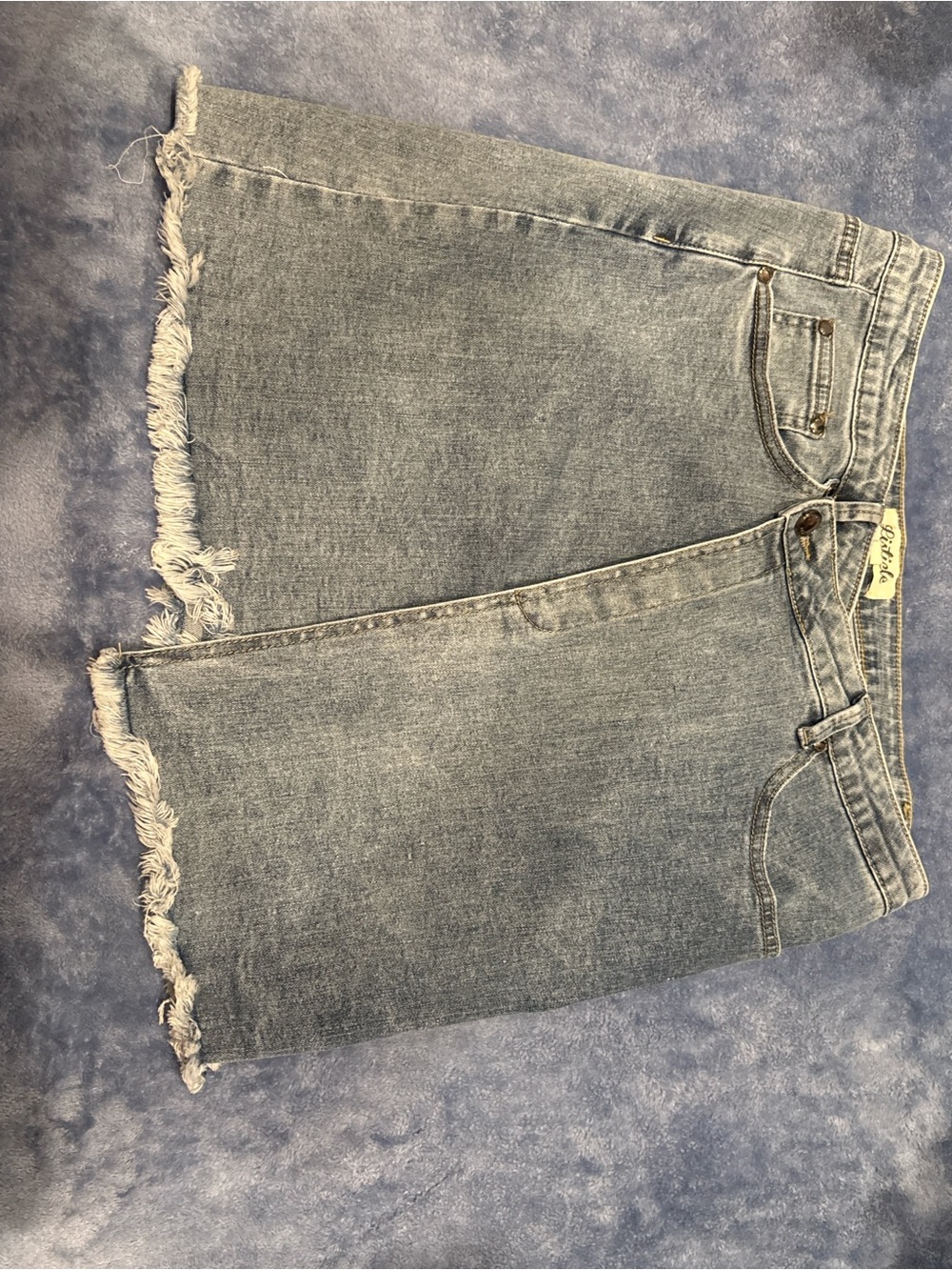 Listicle Light Blue Frayed Hem Cropped Denim Shorts